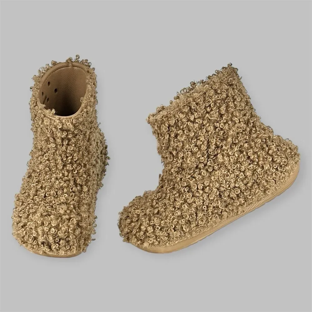 CROCS CRUSH DOODLE FUR Pull On Winter Ankle Boots Womens Size 8 Mens 6
